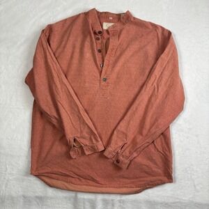 VTG‎ Scully Orange Long Sleeve Henley 1/4 Button Shirt Men's Large